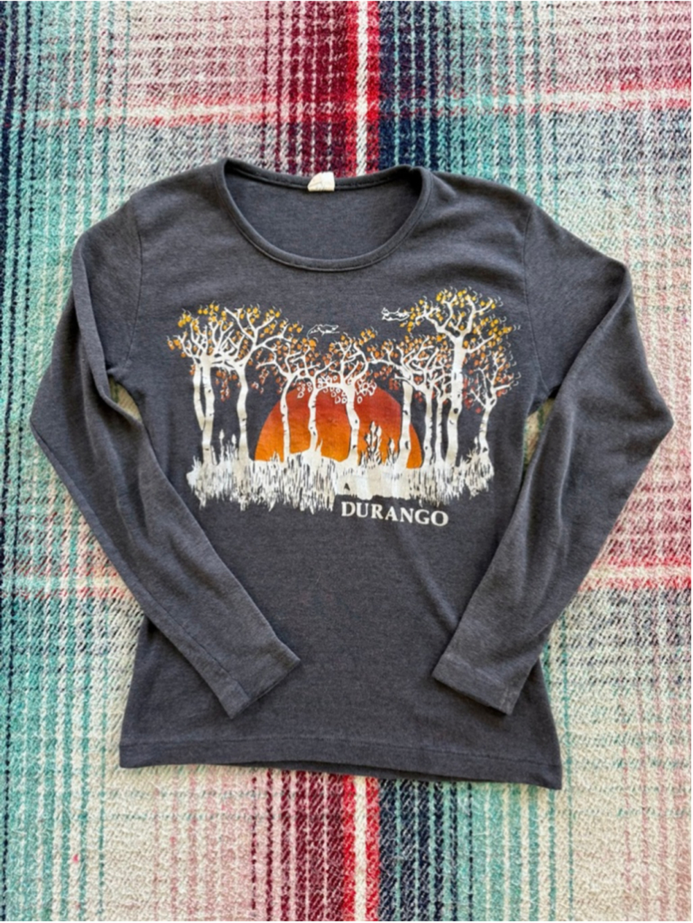 80s Durango Colorado Gray Long Sleeve Tee L